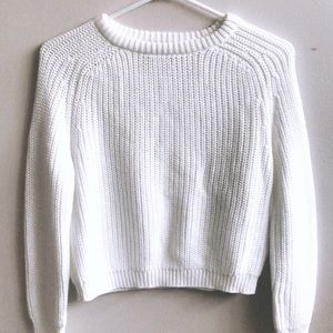 American Apparel Cropped Fisherman Sweater, Ivory